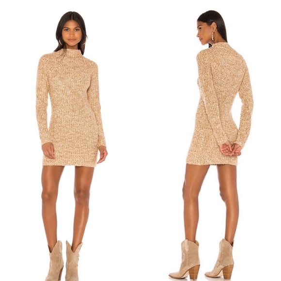 Tan Knit Sweater Dress - Picture 1 of 7